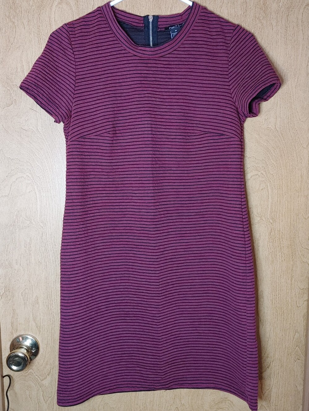 Rue21 Red & Black Striped Short Sleeve Mini Dress